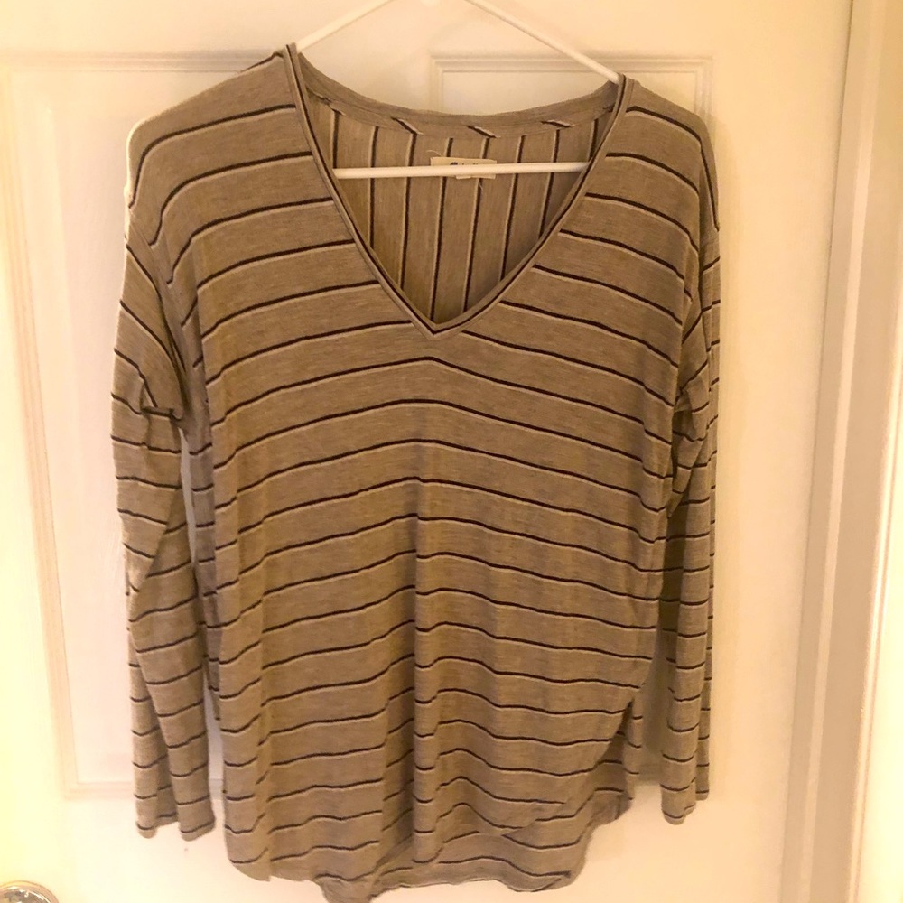 Tan striped blouse